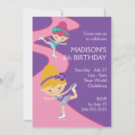 Invitación Fiesta del patinaje del hielo del chica