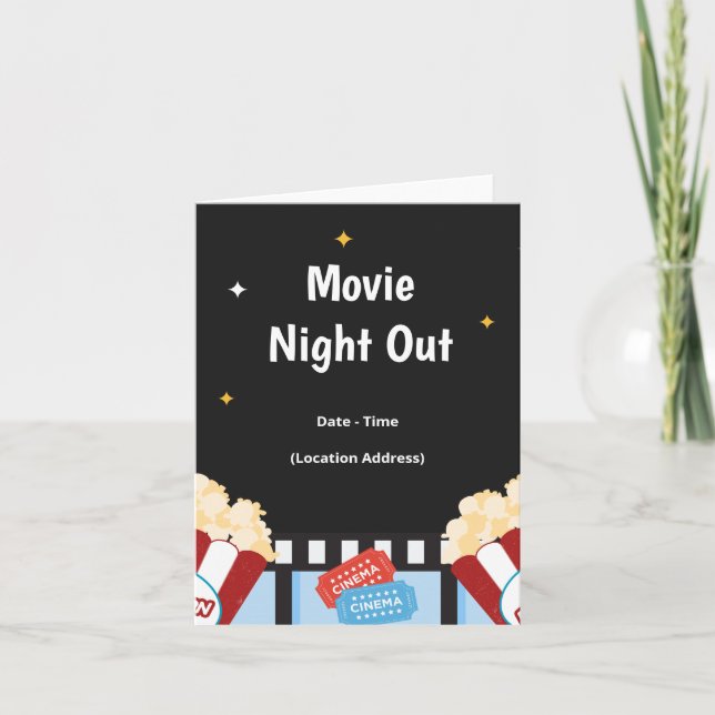 Invitación Fiesta del patio trasero de la noche de la películ (Anverso)