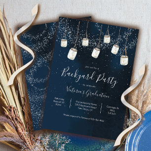 Invitación Fiesta del patio trasero de la vara Sky Mason Jars