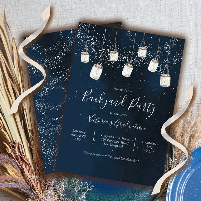 Invitación Fiesta del patio trasero de la vara Sky Mason Jars (Subido por el creador)