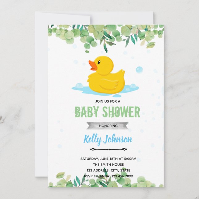 Invitación fiesta del pato de goma de jardín (Anverso)
