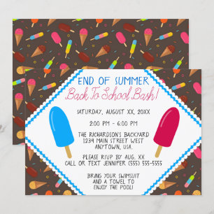 Invitación Fiesta del patrón de patrón de hielo y pop de fin