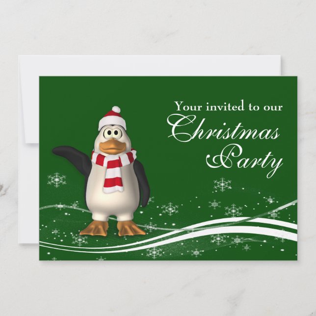 Invitación Fiesta del personalizado Penguin Santa Navidades (Anverso)