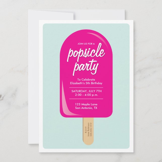 Invitación Fiesta del Popsicle (Anverso)