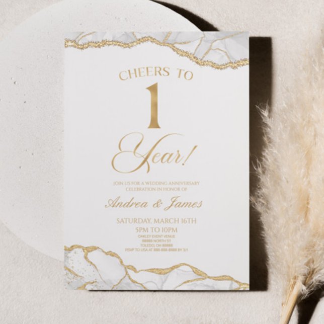 Invitación Fiesta del primer aniversario Boda de White Gold A (Subido por el creador)