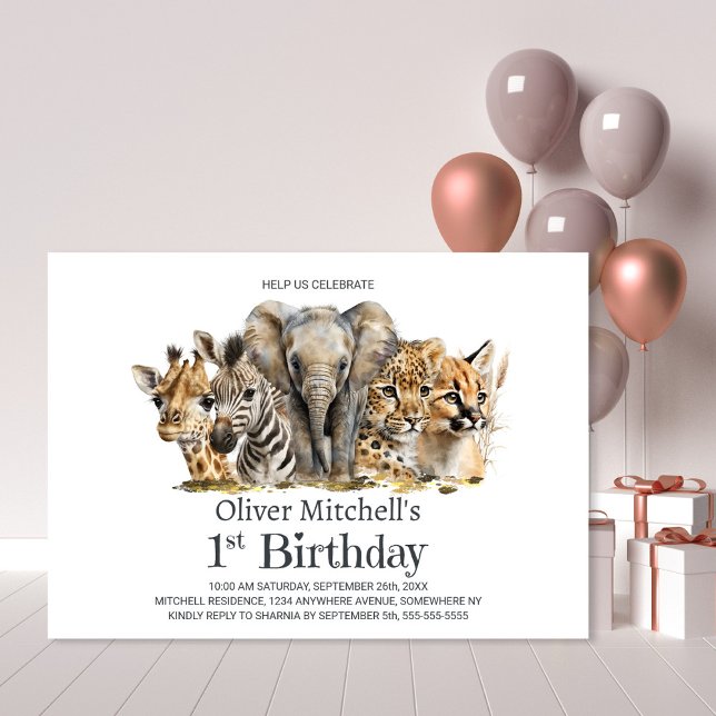 Invitación Fiesta del primer cumpleaños de animales africanos (Subido por el creador)