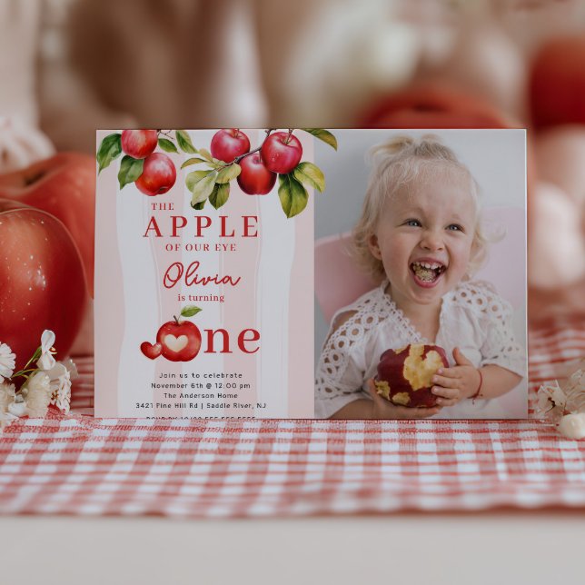Invitación Fiesta del primer cumpleaños de Apple (Subido por el creador)