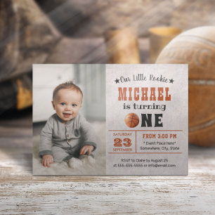Invitación Fiesta del primer cumpleaños de Basketball Boy