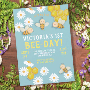 Invitación Fiesta del primer cumpleaños de Bee-Day