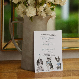 Invitación Fiesta del primer cumpleaños de Black White Dog Bo