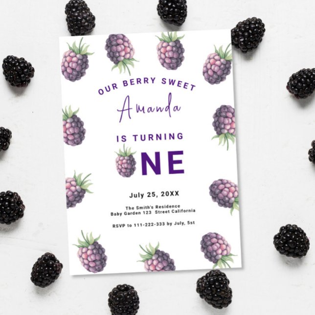 Invitación Fiesta del primer cumpleaños de Blackberry | Berry (Subido por el creador)