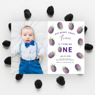 Invitación Fiesta del primer cumpleaños de Blackberry   Berry