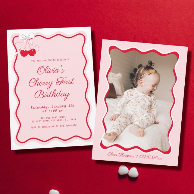 Invitación Fiesta del primer cumpleaños de Cherry (Subido por el creador)