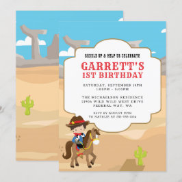 Invitación Fiesta del primer cumpleaños de Cowboy