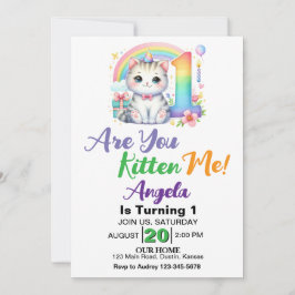 Invitación Fiesta del primer cumpleaños de Cute Kitten