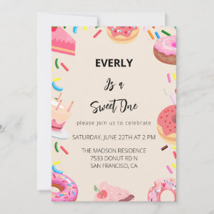 Invitación Fiesta del primer cumpleaños de Donuts