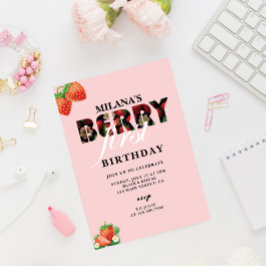 Invitación Fiesta del primer cumpleaños de fresa | Berry Firs