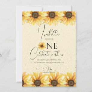 Invitación Fiesta del primer cumpleaños de girasol