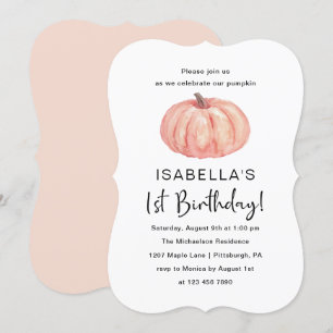 Invitación Fiesta del primer cumpleaños de la Calabaza acuare