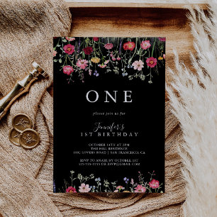Invitación Fiesta del primer cumpleaños de la flor silvestre 