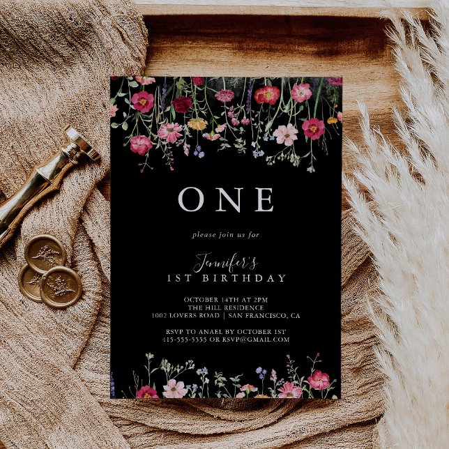 Invitación Fiesta del primer cumpleaños de la flor silvestre  (Subido por el creador)