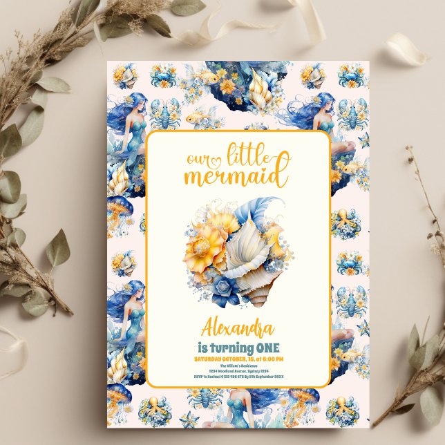 Invitación Fiesta del primer cumpleaños de la sirena mágica (Subido por el creador)