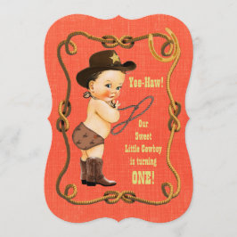 Invitación Fiesta del primer cumpleaños de Little Cowboy