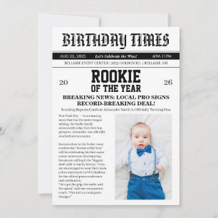 Invitación Fiesta del Primer Cumpleaños de Newspaper Football