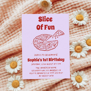 Invitación Fiesta del Primer Cumpleaños de Red Slice of Fun P