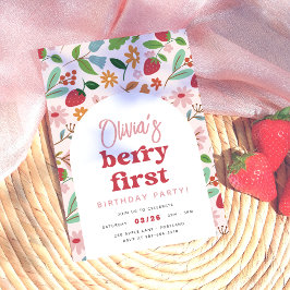 Invitación Fiesta del primer cumpleaños de Strawberry Berry