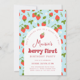 Invitación Fiesta del primer cumpleaños de Strawberry Berry
