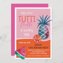 Invitación Fiesta del primer cumpleaños de Tutti Frutti