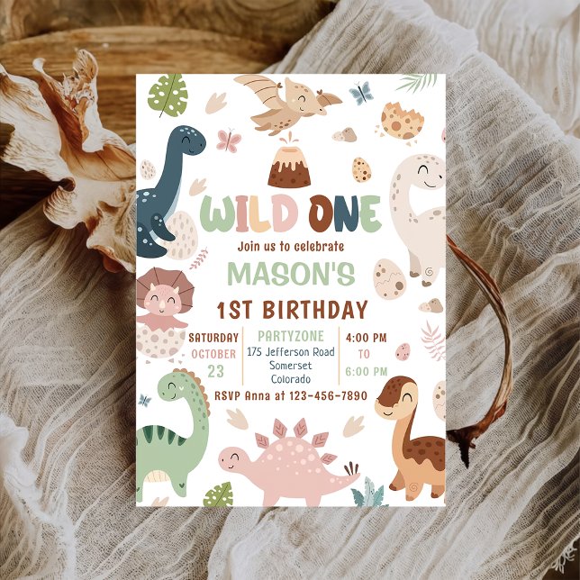 Invitación Fiesta del primer cumpleaños de un dinosaurio salv (Subido por el creador)