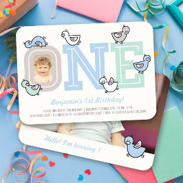 Invitación Fiesta del primer cumpleaños de un niño grande, Bl