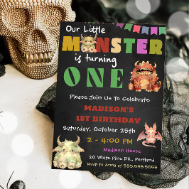 Invitación Fiesta del primer cumpleaños de un pequeño monstru