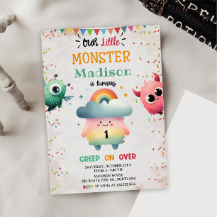 Invitación Fiesta del primer cumpleaños de un pequeño monstru