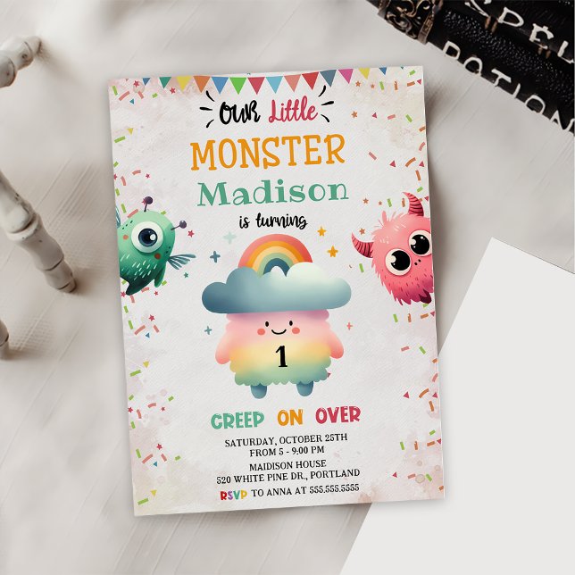 Invitación Fiesta del primer cumpleaños de un pequeño monstru (Subido por el creador)