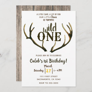 Invitación Fiesta del primer cumpleaños de Wild One Deer Antl