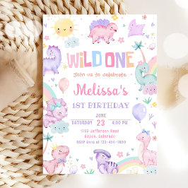 Invitación Fiesta del primer cumpleaños de Wild One Dinosaur
