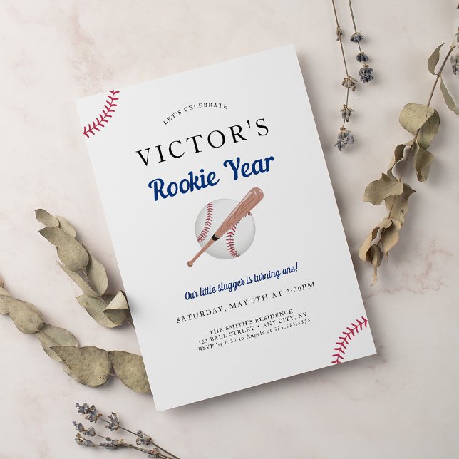 Invitación Fiesta del primer cumpleaños del beisbol Rookie of (Subido por el creador)