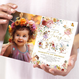 Invitación Fiesta del primer cumpleaños del jardín de hadas f