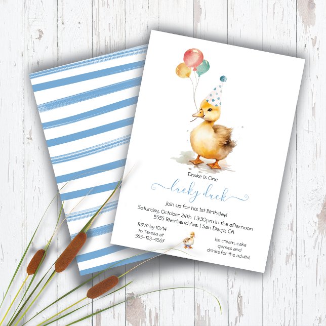 Invitación Fiesta del primer cumpleaños del pato afortunado (Subido por el creador)