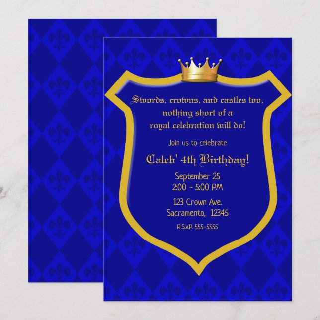 Invitación Fiesta del Príncipe Heredero Escudo de Oro Azul El (Anverso / Reverso)