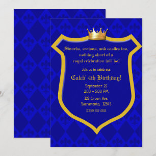 Invitación Fiesta del Príncipe Heredero Escudo de Oro Azul El