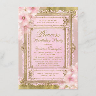 Invitación Fiesta del rosa y de la princesa cumpleaños del