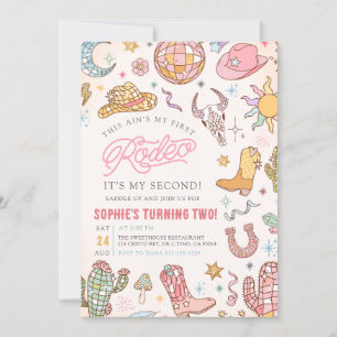Invitación Fiesta del segundo cumpleaños de Disco Cowgirl