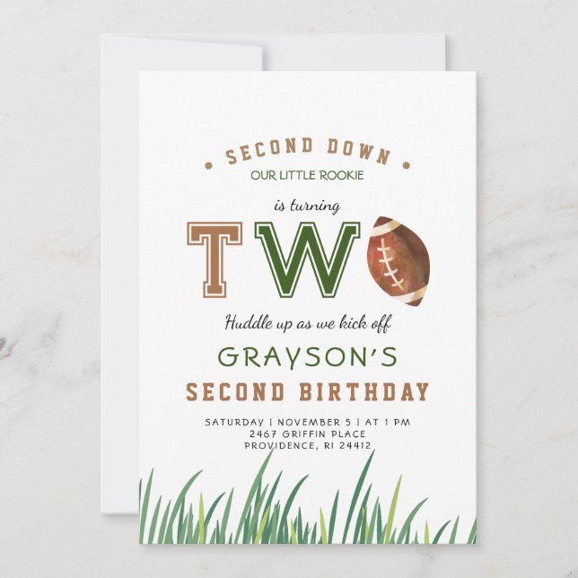 Invitación Fiesta del segundo cumpleaños de Huddle Up (Anverso)