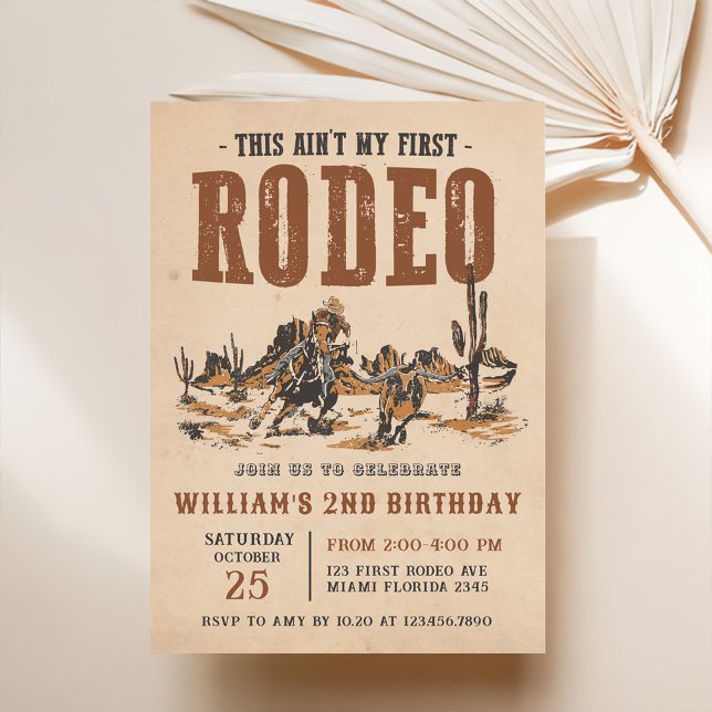 Invitación Fiesta del segundo cumpleaños de Rodeo Western Cow (Subido por el creador)