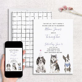 Invitación Fiesta del segundo cumpleaños del bebé de perro mo