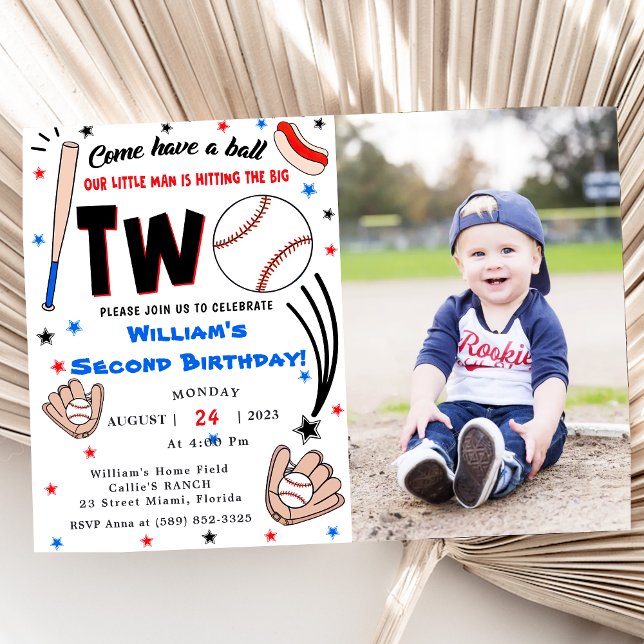 Invitación Fiesta del Segundo Cumpleaños del Béisbol (Subido por el creador)